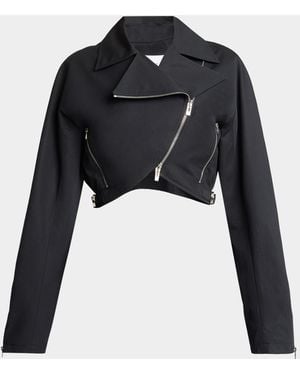 Alaïa Cropped Cotton Poplin Biker Jacket - Black