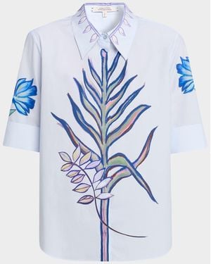Dorothee Schumacher Floral Embrace Printed Cotton Poplin Blouse - Blue