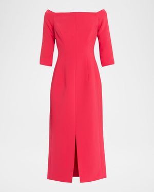 Carolina Herrera Off-Shoulder Midi Dress - Pink