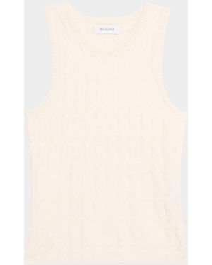 NAADAM Racerback Cable-Knit Cashmere Tank - Natural