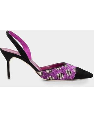 Manolo Blahnik Capsli Gala Slingback Pumps - Purple