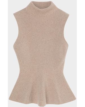 Rohe Sleeveless Wool-Cashmere Peplum Sweater - Natural