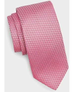 Canali Apos;S Zigzag Woven Silk Tie - Pink