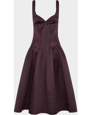 Nicholas Cory Sleeveless Pleated Corset Midi Dress - Purple