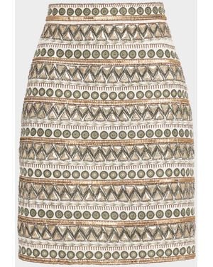 Tahari The Tate Beaded Embroidered Skirt - Natural