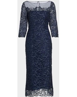 THEIA Marbella Beaded Midi-Dress - Blue