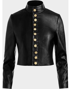 Alice + Olivia Emerson Vegan Military Jacket - Black