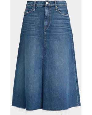 Mother The Circle Frayed Denim Midi Skirt - Blue