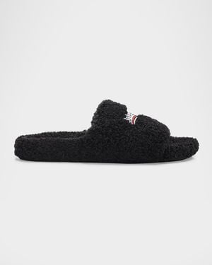 Balenciaga Apos;S Furry Slide Sandals - Black