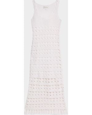 Cara Cara Joan Metallic Crochet Sleeveless Midi Sheath Dress - White