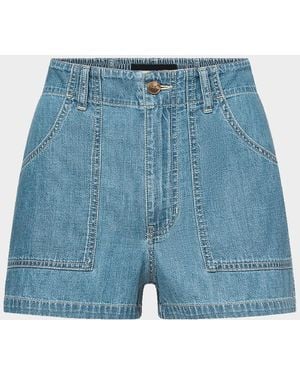 Veronica Beard Sally Cotton Denim Shorts - Blue