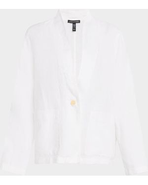 Eileen Fisher Single-Button Organic Linen Jacket - White