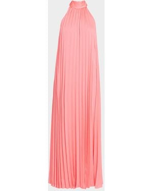 Emanuel Ungaro Beverly Pleated Trapeze Halter Gown - Pink