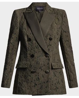 BCBGMAXAZRIA Kaia Double-Breasted Satin & Lace Blazer - Green