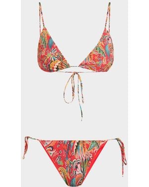 Etro Paisley Triangle Two-Piece Swimsuit - Red