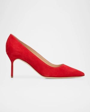 Manolo Blahnik 70Mm Bb Pick Suede Pumps - Red