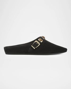 Veronica Beard Narcisa Cabochon Suede Mules - Black