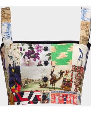 Libertine Bloomsbury Collage-Print Saint Tropez Crop Top - Brown