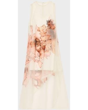 Jason Wu Burnt Floral Organza Asymmetric Gown - Natural