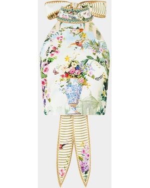 CAMILLA Halterneck Scarf Printed Top - Metallic