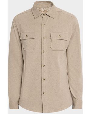 Robert Graham Vigano Speckled Two-Pocket Button-Down Shirt - Natural
