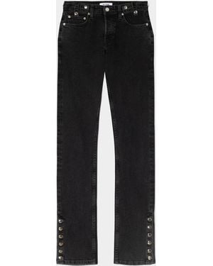 RE/DONE Lean Flocked Zebra Low-Rise Jeans - Black