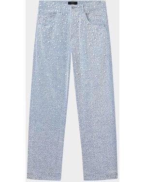 Purple Relaxed Fit Textured Pearl Jeans - Blue