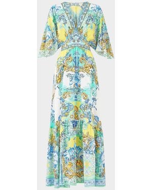 CAMILLA Dial Up The Tiles Silk Maxi Dress - Blue