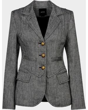 Smythe Three-Button Herringbone Blazer - Gray