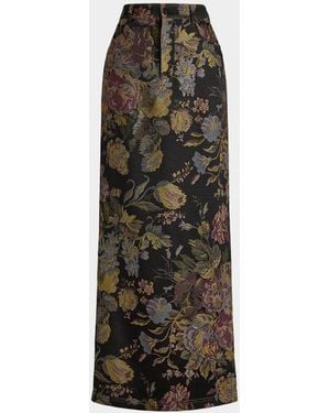 Ralph Lauren Fontaine Floral Jacquard Maxi Skirt - Brown