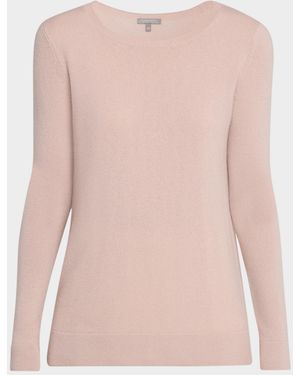 Neiman Marcus Cashmere Basic Crewneck Top - Pink