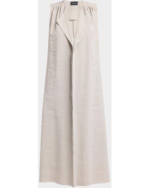 Giorgio Armani Sleeveless Silk Maxi Shirtdress - Natural