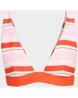 Jonathan Simkhai Tillie Striped Triangle Bikini Top - Red
