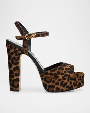 Stuart Weitzman 130Mm Reade-Printed Calf Hair Platform Sandals - Metallic