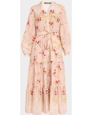 Kobi Halperin Noora Long Sleeve Floral Viscose-Blend Dress - Pink