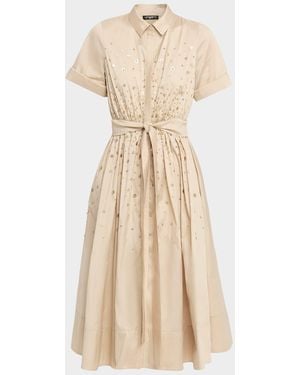 Emanuel Ungaro Kace Sequin-Embellished Midi Shirtdress - Natural