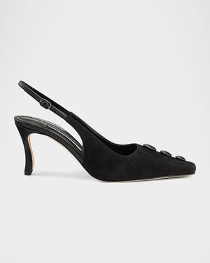 Manolo Blahnik 70Mm Alexapla Suede Slingback Pumps - Multicolor