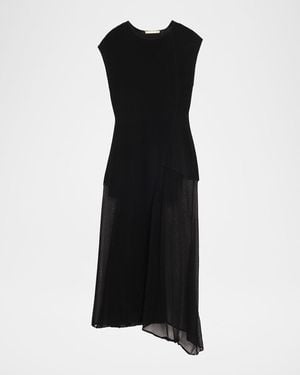 Jason Wu Asymmetric Mesh Knit Midi Dress - Black
