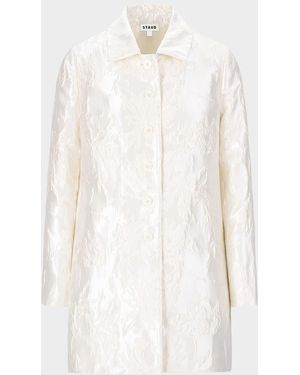 STAUD Halton Metallic Brocade Jacket - White