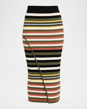 Toccin Cadence Faux Wrap Striped Knit Skirt - Black