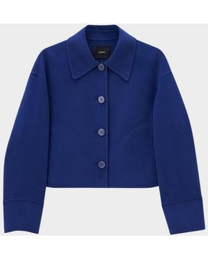 JOSEPH Gerrard Cropped Double-Face Wool Jacket - Blue