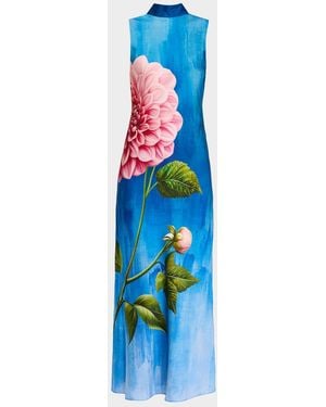 Tahari The Sonja Garden Ombré Floral-Print Maxi Dress - Blue