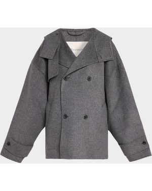JW Anderson Oversized Double-Breasted Wool Peacoat - Gray
