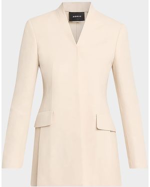 Akris Alvar Linen-Wool Double-Face Cardigan Jacket - Natural