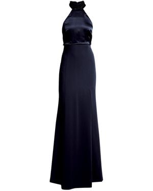 Cinq À Sept Alexandra Halter Trumpet Gown - Blue