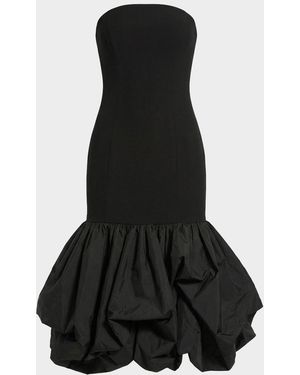 Mac Duggal Ieena Strapless Crepe Bubble-Hem Midi Dress - Black