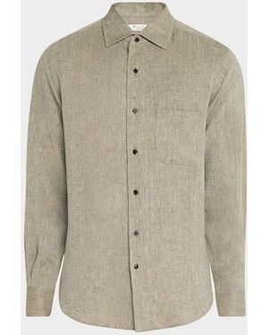 Loro Piana Andre Summer Linen Casual Button-Down Shirt - Natural