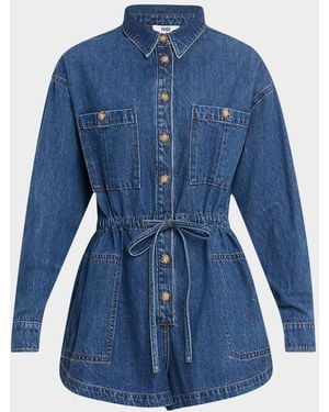 PAIGE Madigan Long-Sleeve Denim Romper - Blue