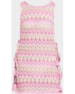Ramy Brook Kimber Zig-Zag Coverup Mini Dress - Pink