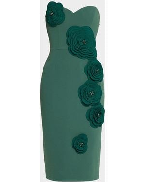 HELSI Kaia Strapless Floral Applique Midi Sheath Dress - Green
